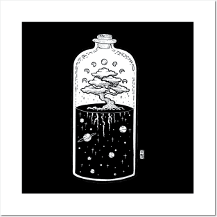 Space Grown Bonsai Bottle Illustration Posters and Art